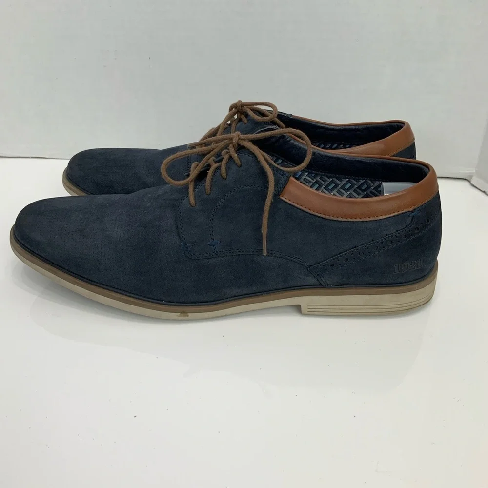 Freeman Sz 13 Dorian Navy Blue Suede Memory Foam Lace Up Oxfords Shoes
